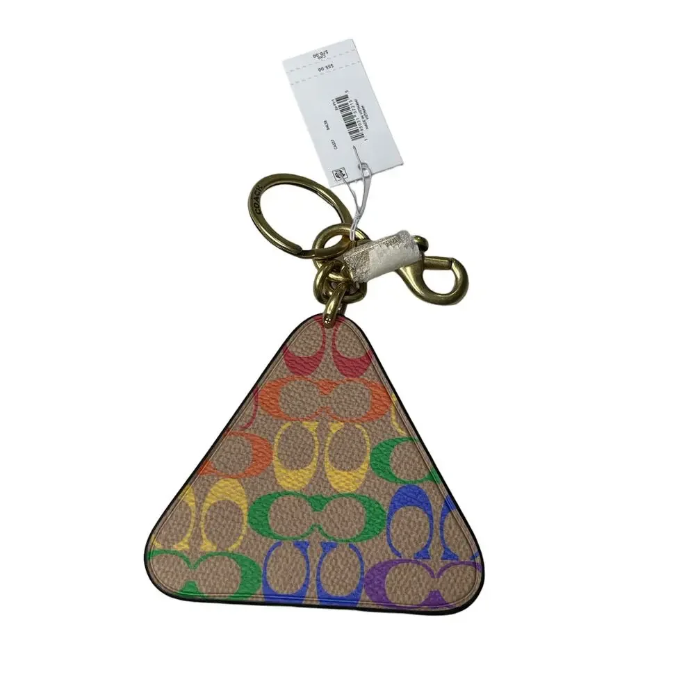 Coach Pride Roll With It Bag Charm in Rainbow Signature Canvas & Leather